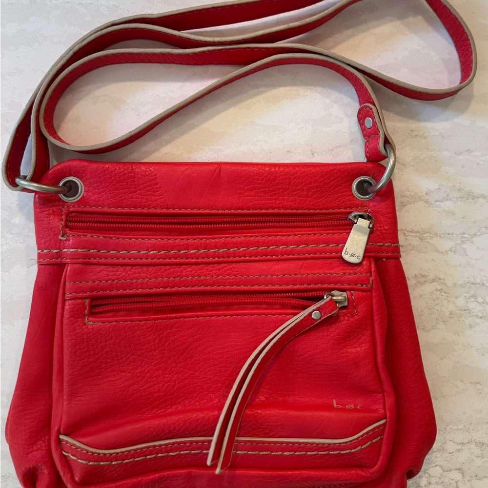 B.O.C. BORN CONCEPT Red Faux Vegan Leather Crossbody Bag w/adjustable strap